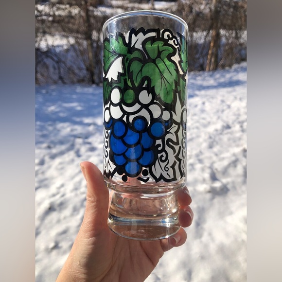 Vintage Libbey Grapes glasses Retro Swanky swigs Glassware Blue Green White Vtg - Picture 5 of 11